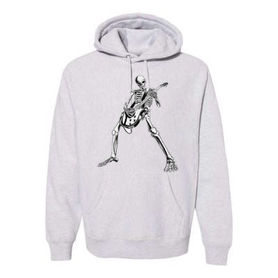 Eagerlys Guitar Skull Skeleton Playing Guitar Premium Hoodie