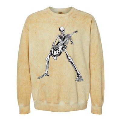 Eagerlys Guitar Skull Skeleton Playing Guitar Colorblast Crewneck Sweatshirt