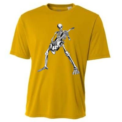 Eagerlys Guitar Skull Skeleton Playing Guitar Cooling Performance Crew T-Shirt