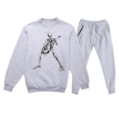 Eagerlys Guitar Skull Skeleton Playing Guitar Premium Crewneck Sweatsuit Set