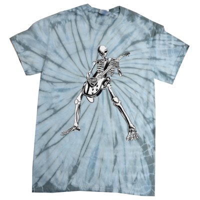 Eagerlys Guitar Skull Skeleton Playing Guitar Tie-Dye T-Shirt