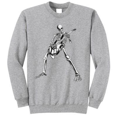 Eagerlys Guitar Skull Skeleton Playing Guitar Tall Sweatshirt