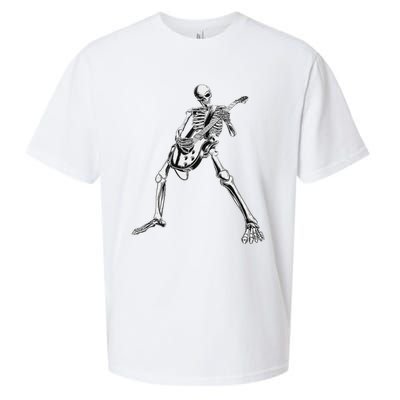 Eagerlys Guitar Skull Skeleton Playing Guitar Sueded Cloud Jersey T-Shirt