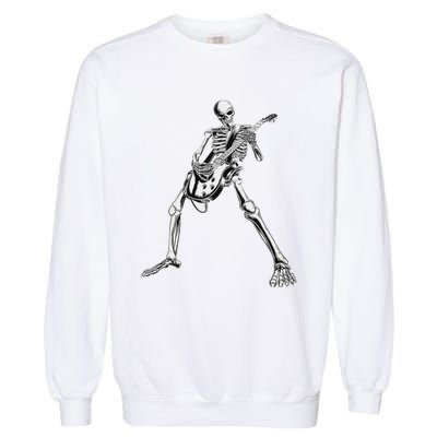 Eagerlys Guitar Skull Skeleton Playing Guitar Garment-Dyed Sweatshirt