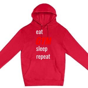 Eat Gym Sleep Repeat Workout Funny Fitness Cute Gift Premium Pullover Hoodie