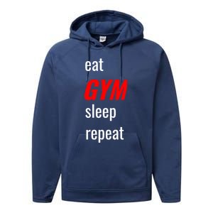 Eat Gym Sleep Repeat Workout Funny Fitness Cute Gift Performance Fleece Hoodie