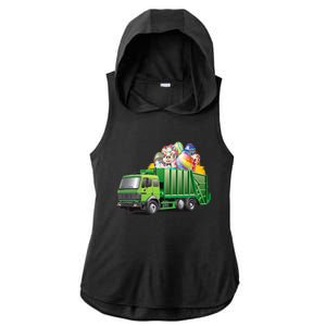 Easter Garbage Truck Eggs Funny Easter Day Great Gift Ladies PosiCharge Tri-Blend Wicking Draft Hoodie Tank