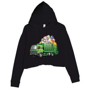 Easter Garbage Truck Eggs Funny Easter Day Great Gift Crop Fleece Hoodie