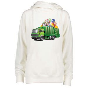 Easter Garbage Truck Eggs Funny Easter Day Great Gift Womens Funnel Neck Pullover Hood