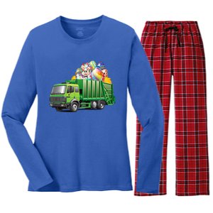 Easter Garbage Truck Eggs Funny Easter Day Great Gift Women's Long Sleeve Flannel Pajama Set 