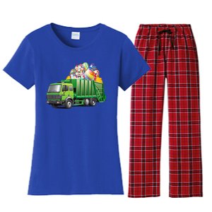 Easter Garbage Truck Eggs Funny Easter Day Great Gift Women's Flannel Pajama Set