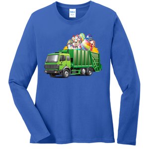 Easter Garbage Truck Eggs Funny Easter Day Great Gift Ladies Long Sleeve Shirt