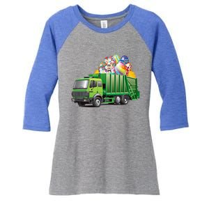 Easter Garbage Truck Eggs Funny Easter Day Great Gift Women's Tri-Blend 3/4-Sleeve Raglan Shirt