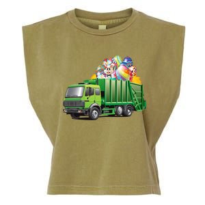 Easter Garbage Truck Eggs Funny Easter Day Great Gift Garment-Dyed Women's Muscle Tee