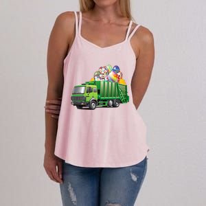 Easter Garbage Truck Eggs Funny Easter Day Great Gift Women's Strappy Tank