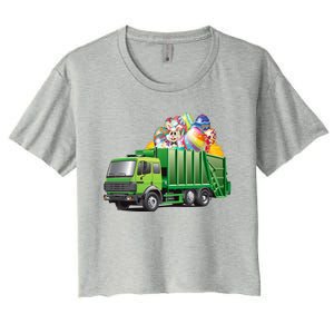 Easter Garbage Truck Eggs Funny Easter Day Great Gift Women's Crop Top Tee