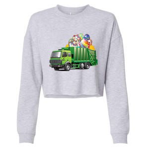 Easter Garbage Truck Eggs Funny Easter Day Great Gift Cropped Pullover Crew