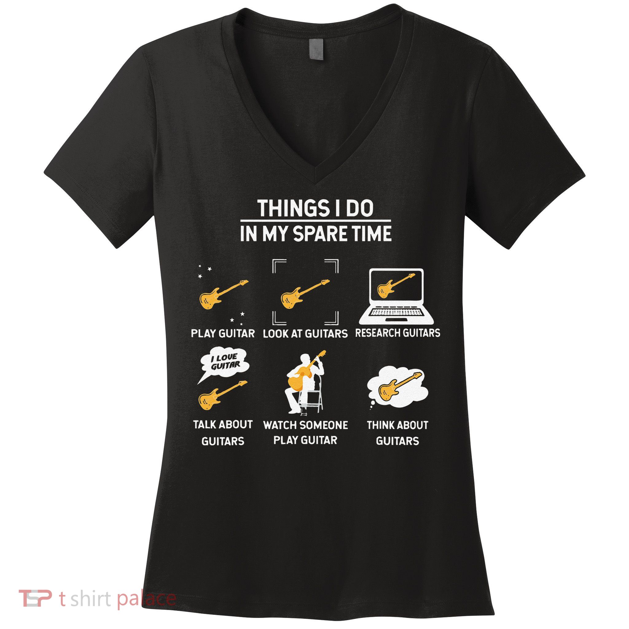 epiphone guitar tee guitar things i do in my spare time Women's V-Neck T-Shirt