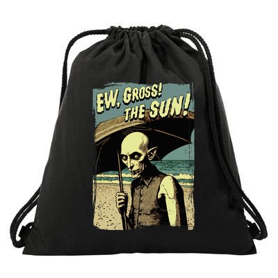 Ew Gross! The Sun! Vampire At The Sunny Beach Summer Goth Drawstring Bag