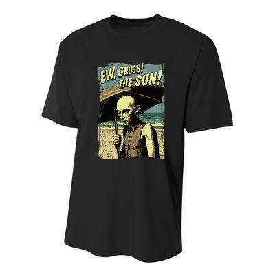 Ew Gross! The Sun! Vampire At The Sunny Beach Summer Goth Youth Performance Sprint T-Shirt