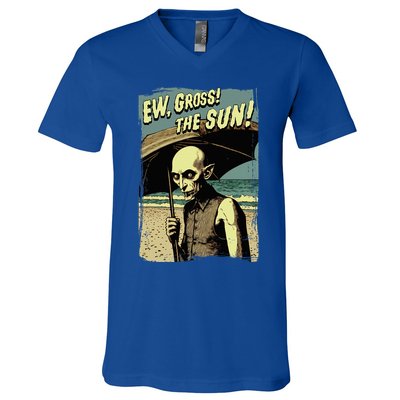 Ew Gross! The Sun! Vampire At The Sunny Beach Summer Goth V-Neck T-Shirt