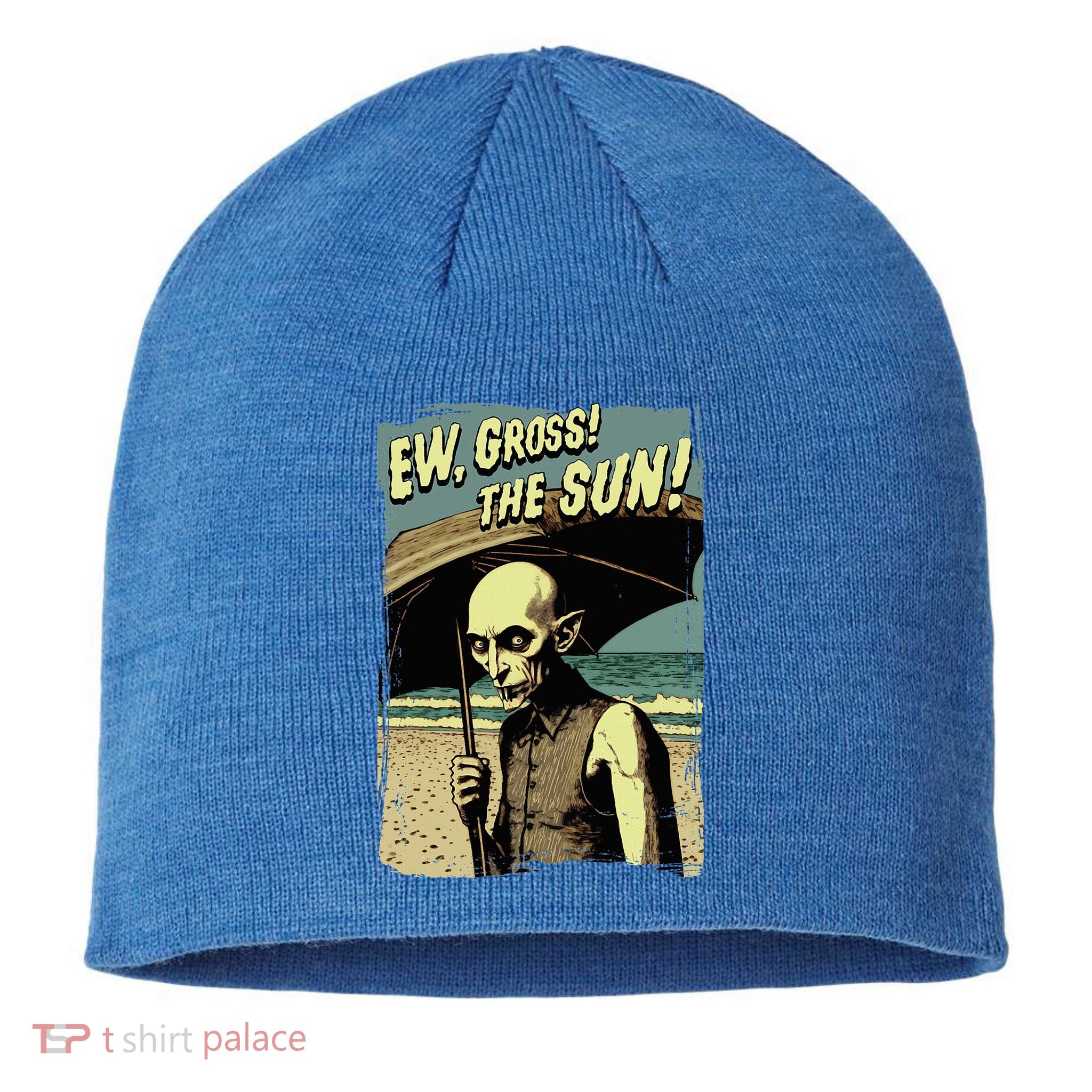 Ew Gross! The Sun! Vampire At The Sunny Beach Summer Goth Sustainable Beanie