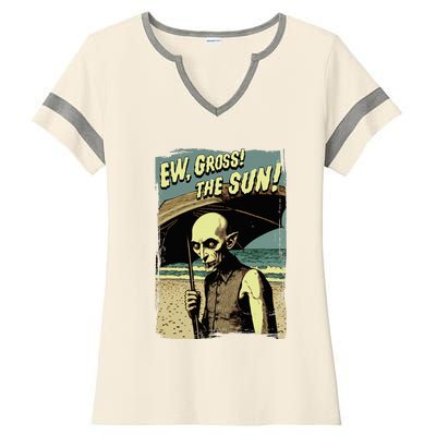 Ew Gross! The Sun! Vampire At The Sunny Beach Summer Goth Ladies Halftime Notch Neck Tee