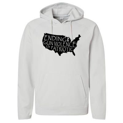 Ending Gun Violence Is Patriotic United States Silhouette Performance Fleece Hoodie