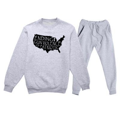 Ending Gun Violence Is Patriotic United States Silhouette Premium Crewneck Sweatsuit Set