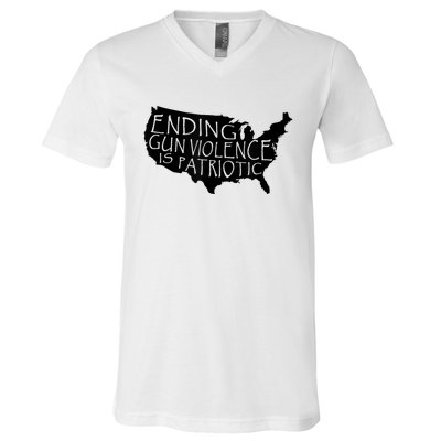 Ending Gun Violence Is Patriotic United States Silhouette V-Neck T-Shirt