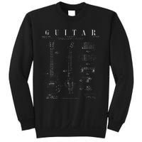 Electric Guitar Vintage Patent Guitarist Drawing Print Sweatshirt