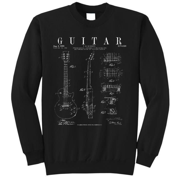 Electric Guitar Vintage Patent Guitarist Drawing Print Sweatshirt