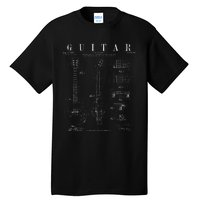 Electric Guitar Vintage Patent Guitarist Drawing Print Tall T-Shirt