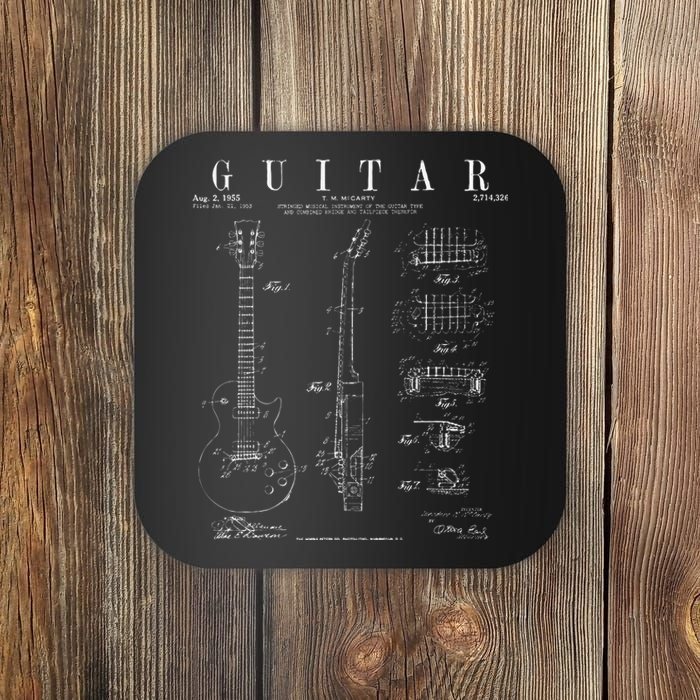 Electric Guitar Vintage Patent Guitarist Drawing Print Coaster