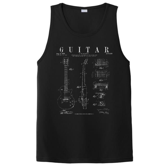 Electric Guitar Vintage Patent Guitarist Drawing Print PosiCharge Competitor Tank