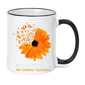 End Gun Violence Awareness Orange Ribbon Sunflower 11oz Black Color Changing Mug