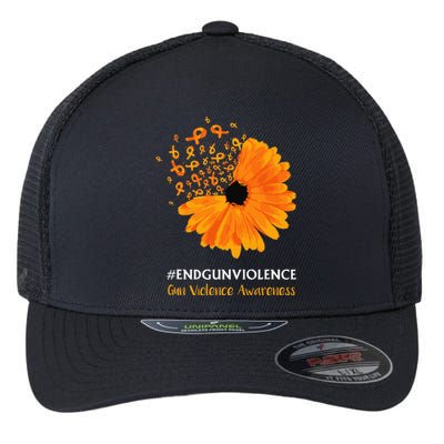 End Gun Violence Awareness Orange Ribbon Sunflower Flexfit Unipanel Trucker Cap