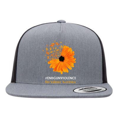 End Gun Violence Awareness Orange Ribbon Sunflower Flat Bill Trucker Hat