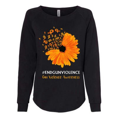 End Gun Violence Awareness Orange Ribbon Sunflower Womens California Wash Sweatshirt