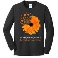 End Gun Violence Awareness Orange Ribbon Sunflower Kids Long Sleeve Shirt