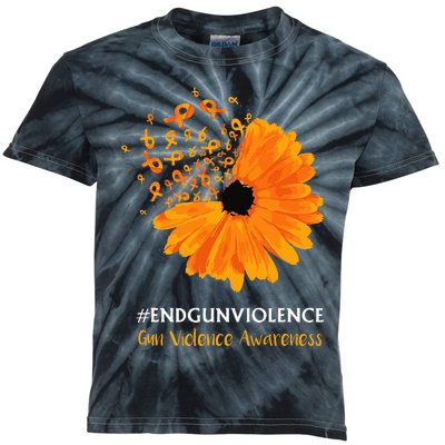 End Gun Violence Awareness Orange Ribbon Sunflower Kids Tie-Dye T-Shirt