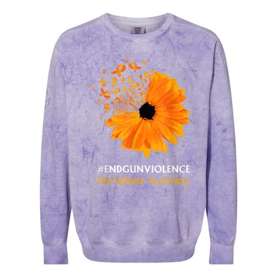 End Gun Violence Awareness Orange Ribbon SunFlower Colorblast Crewneck Sweatshirt