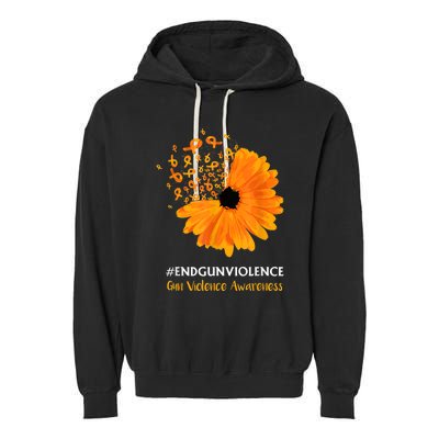 End Gun Violence Awareness Orange Ribbon SunFlower Garment-Dyed Fleece Hoodie