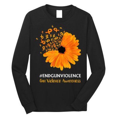 End Gun Violence Awareness Orange Ribbon SunFlower Long Sleeve Shirt