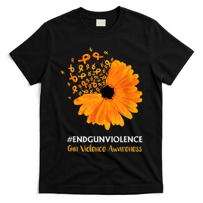 End Gun Violence Awareness Orange Ribbon SunFlower T-Shirt