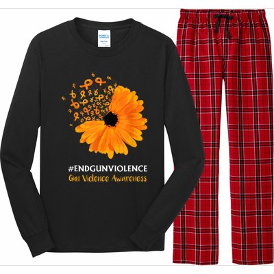 End Gun Violence Awareness Orange Ribbon SunFlower Long Sleeve Pajama Set