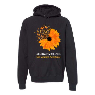 End Gun Violence Awareness Orange Ribbon SunFlower Premium Hoodie