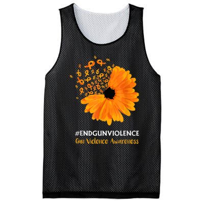 End Gun Violence Awareness Orange Ribbon SunFlower Mesh Reversible Basketball Jersey Tank