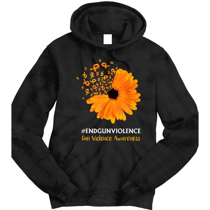 End Gun Violence Awareness Orange Ribbon SunFlower Tie Dye Hoodie