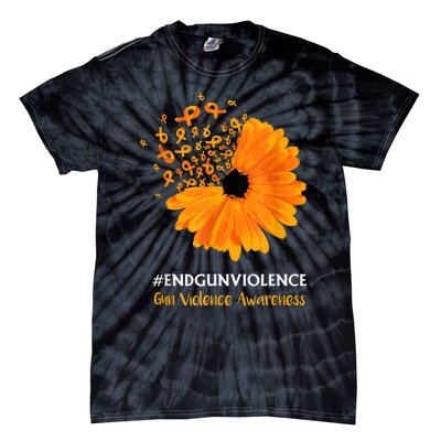 End Gun Violence Awareness Orange Ribbon SunFlower Tie-Dye T-Shirt